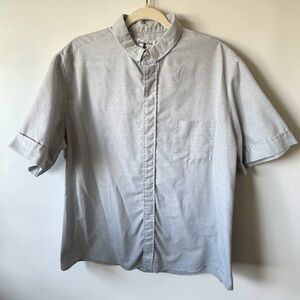 Friar Tuck Vintage Oxford Button Down Shirt USA Made Grey Short Sleeve Size 17